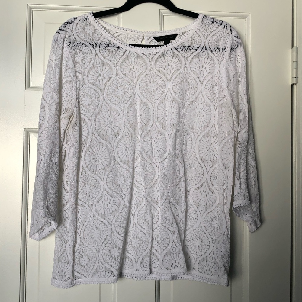White lace Banana Republic blouse